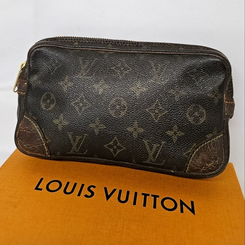 Louis Vuitton Vintage 1991 Marly Clutch In Brown LV Monogram - Picture 3 of 14